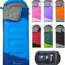 PTEROMY Sleeping Bags for Adults, Lightweight Water Resistant Backpacking Camping Sleeping Bag for Warm Cold Weather, Camping Essentials for Hiking Outdoor Travel (Blue)