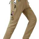TBMPOY Men's Windproof Waterproof Athletic Pants for Outdoor Work Hiking Breathable Pants Thin Khaki L