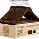 ZOBER Wooden Hangers - 20 Pack, Heavy Duty, Non Slip Wood Hangers for Coats,Suits, Jackets, & Pants - Clothes Hangers for Closet W/Bar and Notches (Vintage)
