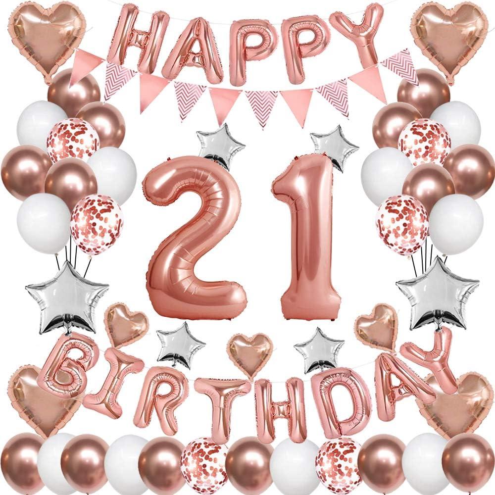 Rose Gold 21st Birthday Decorations for Women Girl,21st Birthday Balloons Supplies for Her 21 Rose Gold Number Balloon Happy Birthday Banner Confetti Balloons Star Heart Foil Balloons Rose Gold 21st Birthday Decorations for Women Girl,21st Birthday Balloons Supplies for Her 21 Rose Gold Number Balloon Happy Birthday Banner Confetti Balloons Star Heart Foil Balloons