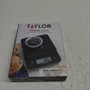 Taylor Glass Top Food Scale with Touch Controls, 11 lb Capacity, Sleek Black Design for Precision Food Measurement in Grams and Ounces