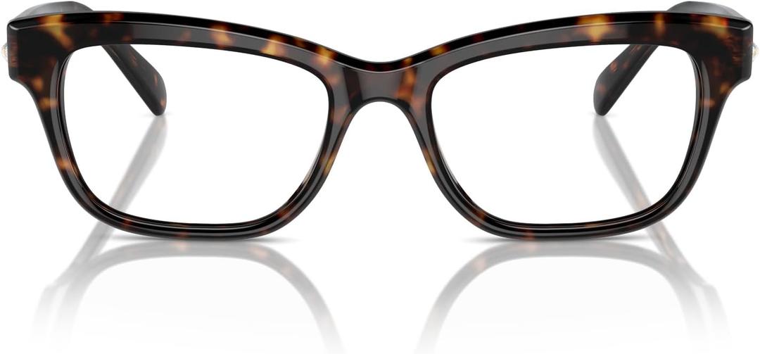 Swarovski Women's Sk2022f Low Bridge Fit Square Prescription Eyewear Frames (Dark Havana/Demo Lens)