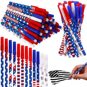 Eaasty 96 Pcs Veterans Day American Flag Ballpoint Pens Bulk USA Gel Ink Pen Patriotic Stars Stripes Stationery Veterans Day Memorial Gifts for Home Office Supplies USA Souvenirs Gifts