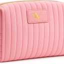 Monogrammed Make Up Bags for Women,Personalized Cosmetic Bags Women,Small Quilted Makeup Pouch,Cute Makeup Bag Travel,Birthday Gifts for Teen Girl (Pink Y)
