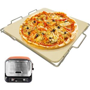 SafBbcue Pizza Stone with Rack for Grill & Oven Baking Accessories, Ninja OO101 8 In 1 Outdoor Pizza Oven, Ninja Woodfire OO100 Series Outdoor Oven, Heavy Duty Baking Stone Set for Ninja OO101 Parts