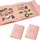 Enamel Pin Display Book Collection Trading Book Portable Brooch Pins Holder Storage Organizer Case (2Pack Pink)