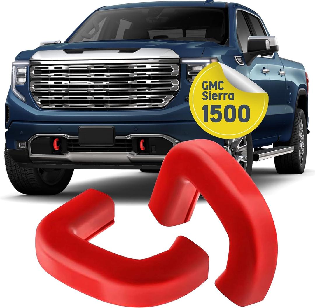 Tow Hook Cover Compatible with GMC Sierra 1500 2019, 2020, 2021, 2022, 2023, 2024, 2025 Accessories - Upgrade Design, Silicone Rubber, Red