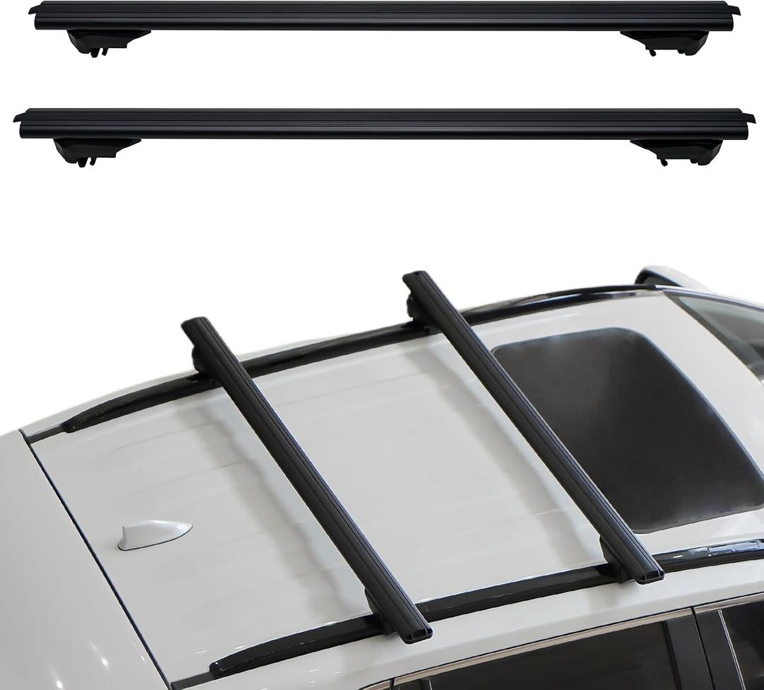 51.2" Universal Roof Rack Cross Bars, Fits for Side Rails Spacing Less Than 49.3'', Adjustable Cross Bars for Most Vehicles with Raised Side Rails (with Gap) / Flush Roof Rails