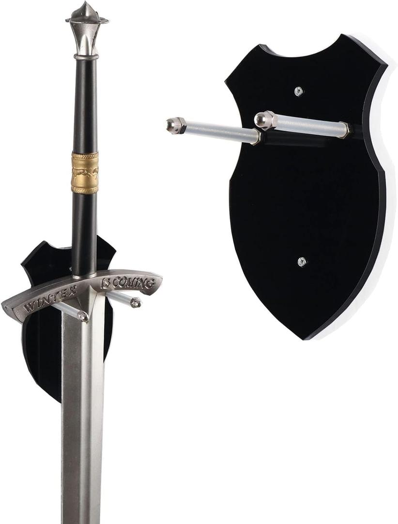 WANLIAN Sword wall mount sword stand wall hook display hanger wall mount for sword dagger axe keyblade no sword-vertical display (Black 1 set)