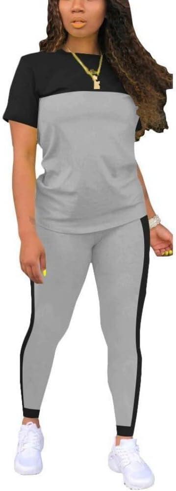 Nimsruc Biker Short Sets Women 2 Piece Outfits Summer Short Sleeve Jogger Tracksuit, Large