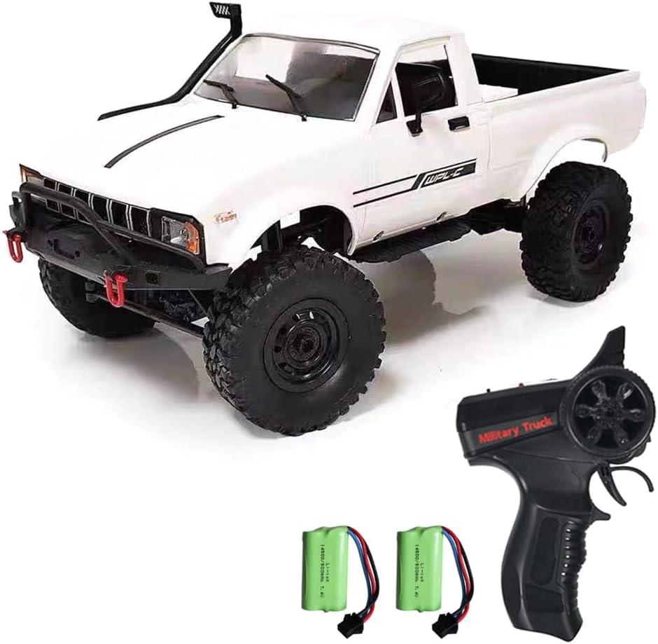 GoolRC RC Truck, WPL C24-1 RC Crawler 1/16 Scale Remote Control Car, 4WD All Terrain Off Road Pickup Truck, 2.4GHz RC Climbing Car with LED Light, 2 Batteries for Adults (White)