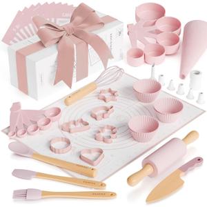 Wooden Baking Set for Kids - A Complete Set of Real Kitchen Utensils Gives Toddlers a Fun Cooking Experience - Durable Safe to Use Tools are Perfect for Gifting to Create Lasting Family Memories, Large