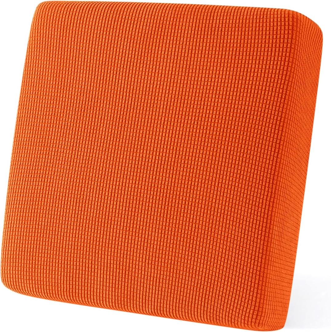 SUBRTEX Couch Slipcover RV Seater Slip Loveseat Stretch Durable Sofa Cushion Cover Spandex Elastic Furniture Protector for Settee Seat for Replacement in Livingroom, Small, Bright Orange