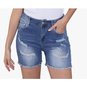Women's Casual Summer Denim Shorts Stretch Ripped Raw Hem Jean Shorts, Large 