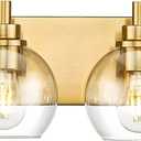 Bathroom Light Fixtures, 4 Light Brushed Gold Vanity Light, 26 Inch Modern Wall Sconces with Globe Clear Glass Shade, Vanity Lighting Fixtures Over Mirror, VL195-BG-CL-4