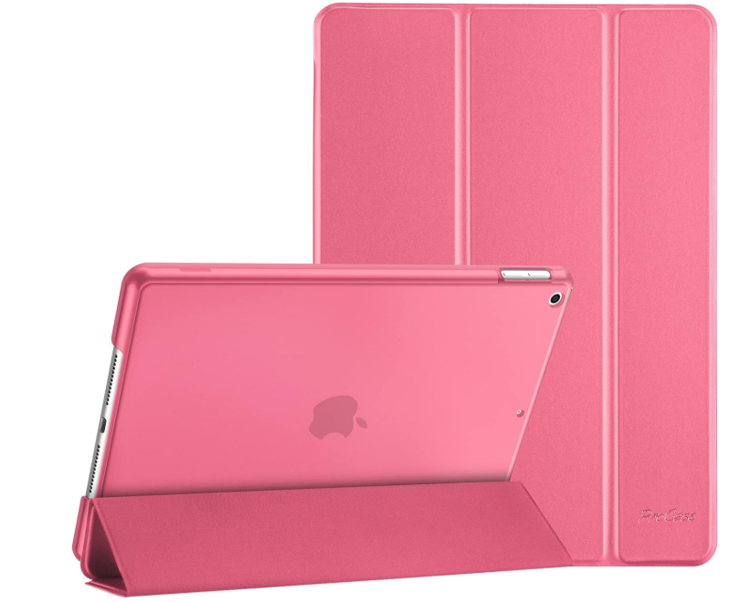 ProCase for iPad 9th/ 8th/ 7th Generation Case 10.2 Inch, iPad 10.2 Case 2021/2020/2019, Slim Smart Cover with Translucent Hard Shell Back, Supports Touch ID, Auto Wake/Sleep Melonpink