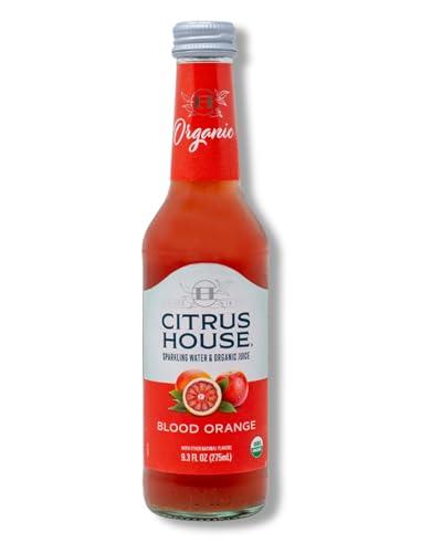 Citrus House Organic Sparkling Juice, Blood Orange, Modern Italian Soda, No Added Sugar, No Preservatives, 9.3 Fl Oz Glass Bottle (Pack of 12), Best By: 2026 Feb 28