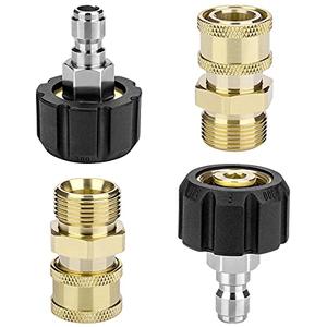Pressure Washer Adapter Set, 2 Pair M22 (M22-14MM) 1/ 4'' Quick Connect, Pressure Washer Quick Connect, it's fitting 1/ 4inch nozzle or spray gun, Washer Hose, not fit 3/ 8inch, 5000 PSI