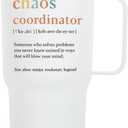 KLUBI Chaos Coordinator Tumbler Mug Gifts 20 Ounce Administrative Professional Day Gifts Teacher Appreciation Gifs for Women Valentines Day Gift for Co Workers Best Boss for Women (White)