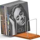 KORRTFID Vinyl Record Storage Holder Stand for 70 LPs, Solid Sapele Wood Vinyl Record Display with Now Playing Stand, Albums Holder for Albums Storage Organizer (Sapele Wood)