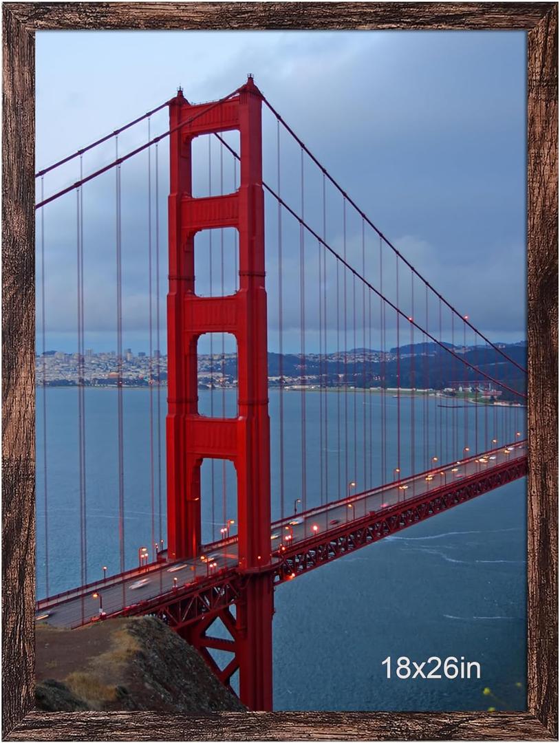BESCRCL 18x26 Picture Frame Brown, Poster Frames Wall Hanging, Display Pictures 18 x 26 without Mat, 1 Pack