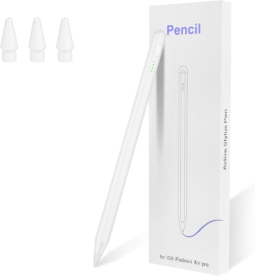 Stylus Pen for iPad Pencil (2018-2025) - 2X Fast Charge Compatible with Apple Pencil Pro 13/12.9/11/M4, iPad 11/10/9/8/7/6/th Gen, Air 7/6/5/4/3/M3/M2, Mini7/6/5th, White