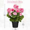 Briful Artificial Geranium Potted Plant 16 Tall, Realistic Silk Flowers with Vibrant Green Leaves, Pink White Geraniums Fake Flowers for Outdoors Home Dcor, Wedding Farmhouse Office Tables Decor