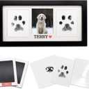 MYPAWLETS Paw Print Frame & Ink Pads Kit,Dog or Cat Paw Print Kit,2 No Mess Ink Pads for Pets,Paw Print Stamp Pad for Dogs,Wooden Pet Memorial Frame,Personalized Pet Paw Print Gifts Medium-Black