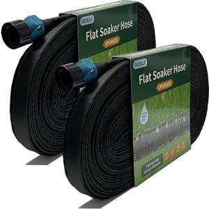 Secbulk 2025 Flat Soaker Hose 150 ft for Garden, 150' (75ft x 2) Linkable Drip Hose Diy Garden Irrigation System Saving 80% Water, Dual-layer Leak-free Design Water Hose with Holes