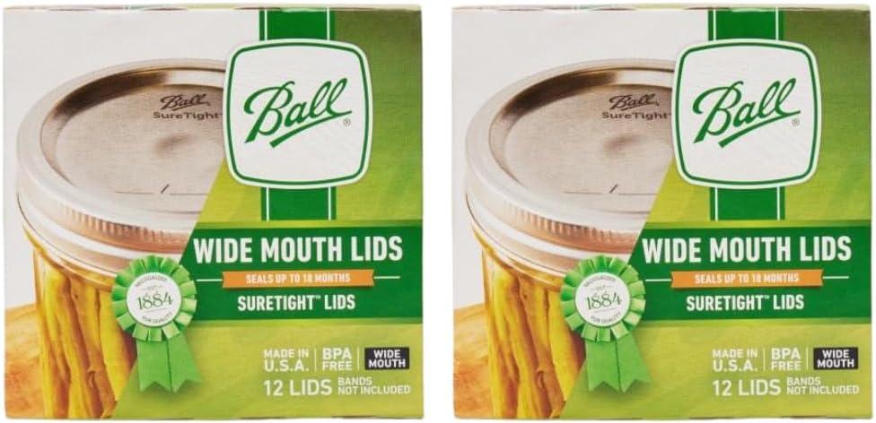 Ball Wide Mouth Mason Jar Lids 12-Count per Pack (2-Packs Total)