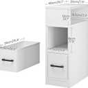 CHOEZON Narrow Side Table, 7.9" Small Nightstand with Drawer, Skinny Bedside Table, for Small Spaces, Flexible Open Compartment, for Bedroom, Living Room, White MBZ11WB, 15.7"L x 7.9"W x 23.6"H