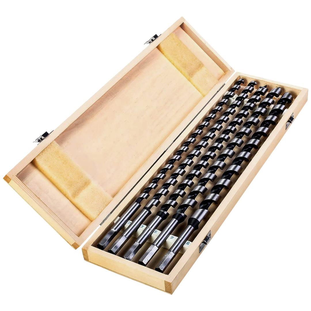 uyoyous 5pcs 460mm Auger Drill Bit for Wood 18 Inchs Ship Auger Long Drill Bit 12/14/16/18/20mm Diameter for Wood Hex Shank Length Deep Woodworking Drill Bit