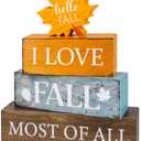 4 Pcs Fall Wooden Tiered Tray Decor, Fall Table Centerpiece for Fall Party Kitchen