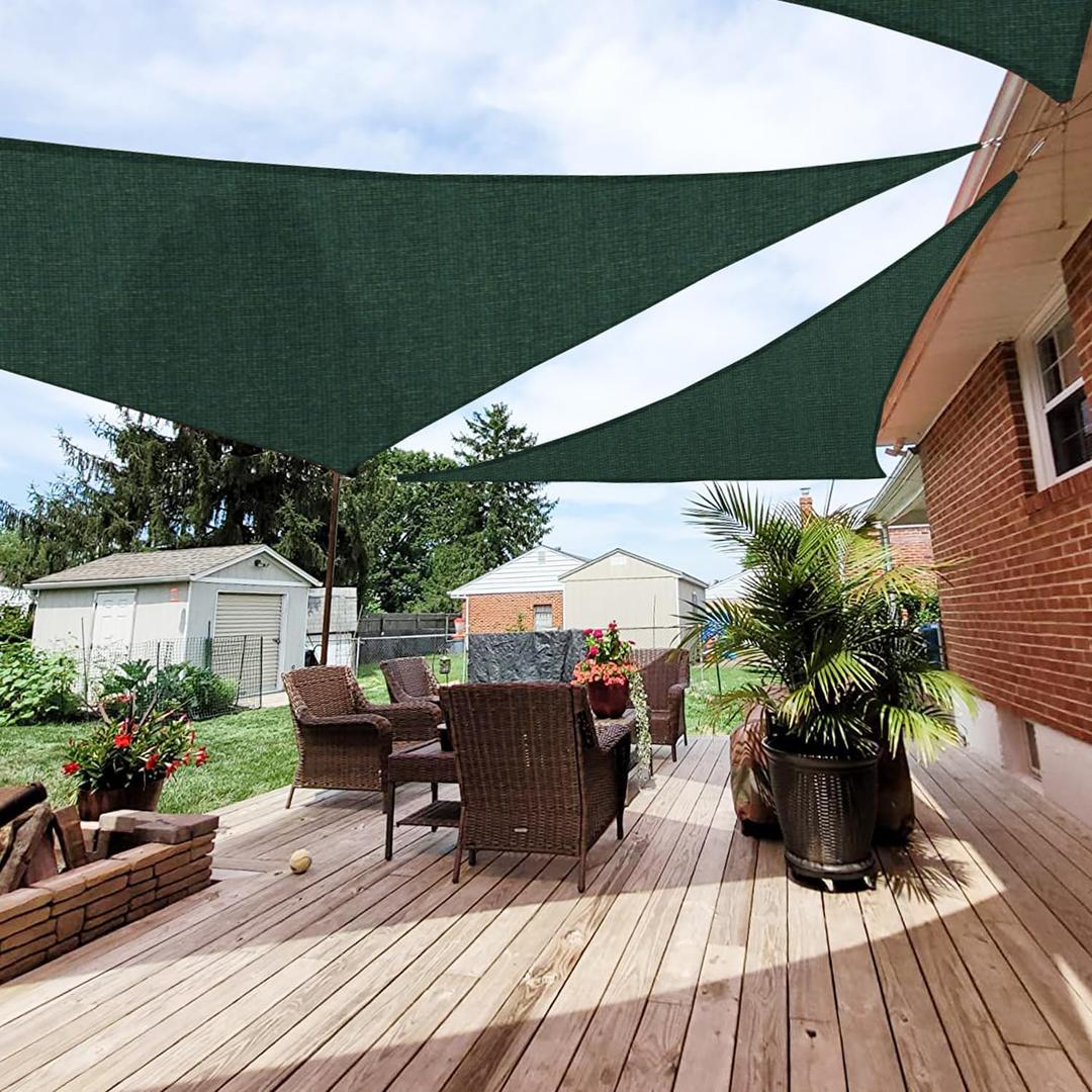 Patio Paradise 12' x 12' x 12' Sun Shade Sail Triangle Canopy Shade Cloth Fabric Sunlight Block Patio Pergola Cover HDPE Deck Awning for Outdoor Backyard Roof Shading, Green
