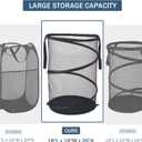 Seiritex Mesh Popup Laundry Hamper 115L Foldable Laundry Basket Extra Large Capacity Collapsible Clothing Storage Basket with Handles 26 H x 18 W x 18 L (Black)