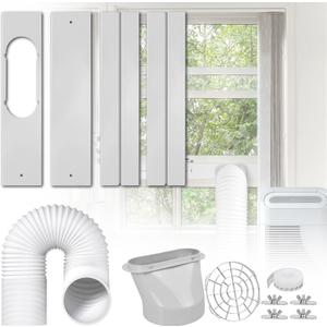 Portable Air Conditioner Window Kit: Adjustable Universal AC Seal Window Vent Kit with 5.9 Inch Diameter 59 Inch Length Exhaust Hose for Sliding Vertical/Horizontal Windows