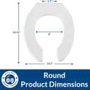 BEMIS 955CT Commercial Open Front Plastic Toilet Seat, Heavy Duty Industrial Seat without Lid, Secure Installation for Long Lasting Use, Made in USA, Round, White