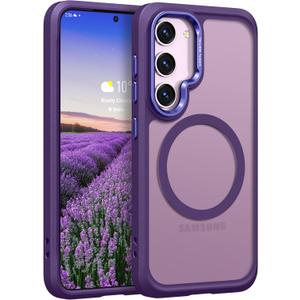 Rayboen for Magnetic Samsung Galaxy S23 Plus Case, [Compatible with Magsafe] [Metal Camera Lens] [Anti-Slip Silicone Edge] Frosted Skin-Feel Durable Phone Cover for Samsung S23+ Plus, Matte Purple