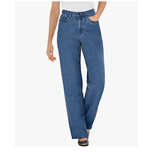 Woman Perfect Relaxed All-Cotton Denim Five-Pocket Jeans Size 12