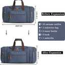 Sechunk Duffle Bag Canvas Large Outdoor Shoulder Bag Overnight Handbag Travel Tote Luggage Weekender Bag Blue-A (20.87*9.84* 11.81*)