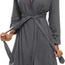 HOTOUCH Womens Robe Lightweight Short Knit Bathrobe Soft Ladies Sleepwear with Pockets (X-Large, 04-grey)