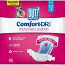 OUT! Petcare Disposable Dog Diapers, Female Dog Diapers, Incontinence Protection for Dogs, Heat Cycle Protection, Puppy Training Solution, 18”-25” Waist, Medium/Large, 32 Count