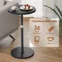 Asgolion Round Side Table Set of 2, Adjustable-Height Small Drink Table, Pedestal Martini Stand, Weighted Base Cocktail Table Accent Nightstand for Living Room, Bedroom, Bathroom, Office, Black
