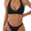 Bikini Set for Women Solid Color Halter Neck Strap Swimsuit Set, M