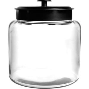 Anchor Hocking Montana 1.5 Gallon Glass Jar with Lid, Black Metal Lid
