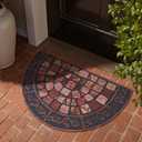 Half Circle Doormat Brick Print Absorbent Rug 18x30 Inch Indoor Outside Entryway Heavy Duty Non Slip Front Door Mat