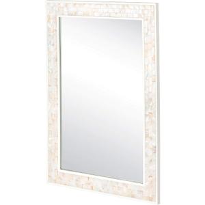 Tanmicoshomy 24 x 36 Inch Rectangle Wall Mirror, Natural Shell Framed Rectangular Mirror for Bathroom, Vanity, Bedroom, Living Room, Entryway, Wall Mounted Horizontal or Vertical, White