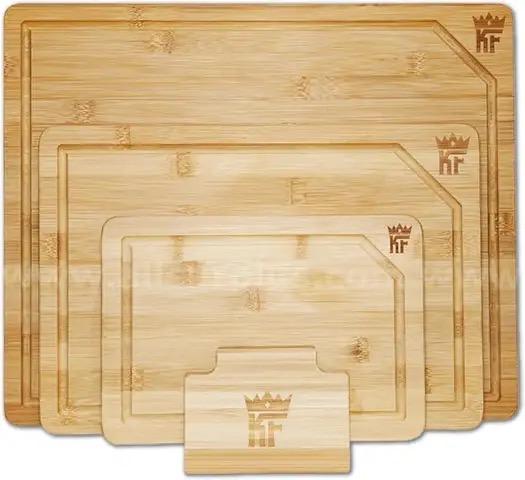 KF Bamboo Cutting Board Set of 3 with Holder - Large