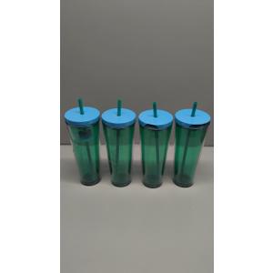 Reusable Tumbler 26oz Set with Straw, 4 Pack Double Wall Insulated Cups, Green