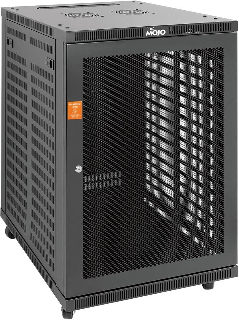 Tecmojo 18U Wall Mount Rack,18U Rack 23.6 Inch Depth,Hold Up to 176 Lbs,Server Rack with Casters,Enclosed Network Cabinet for 19 Inch Network,Server and AV Gear,Mesh Door(Elite Collection)